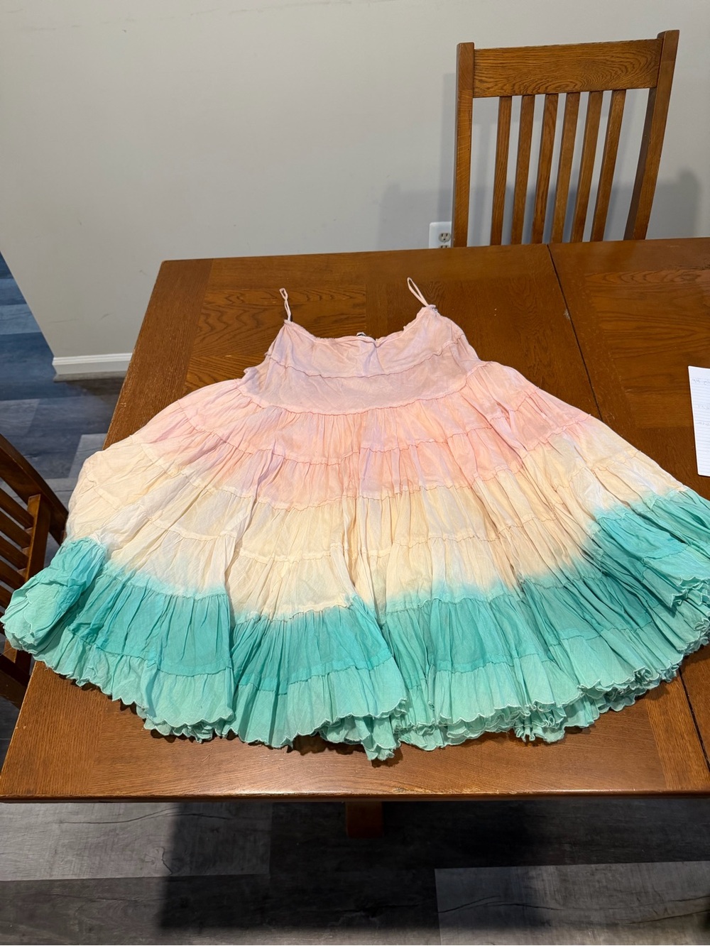 Chaudry Pastel Ombre Tiered Skirt - Pink to Teal